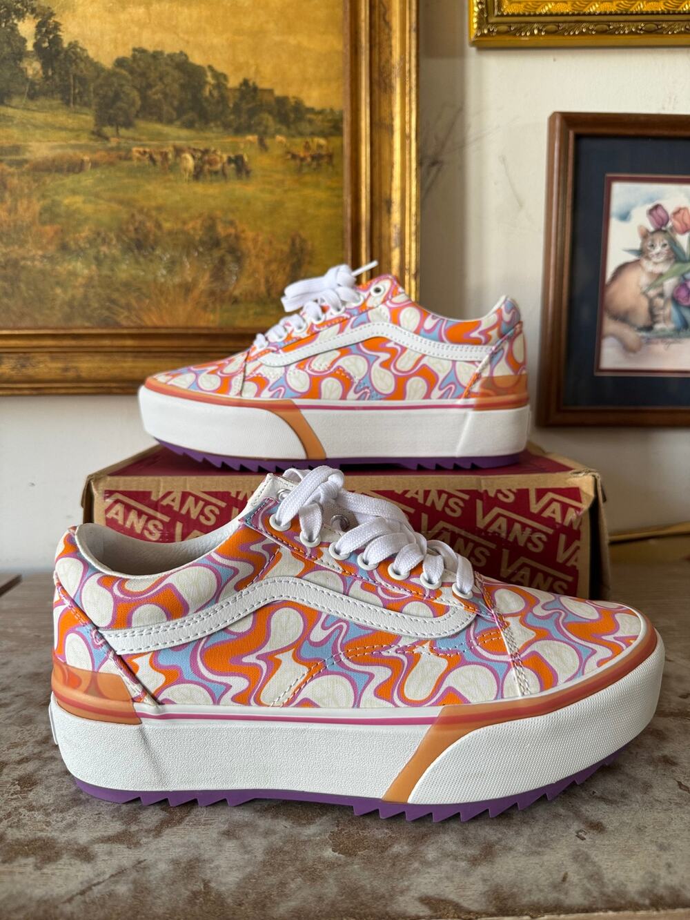 NWT Vans Old Skool Stacked UV Ink Peach Mens 8 Womens 9.5 w box